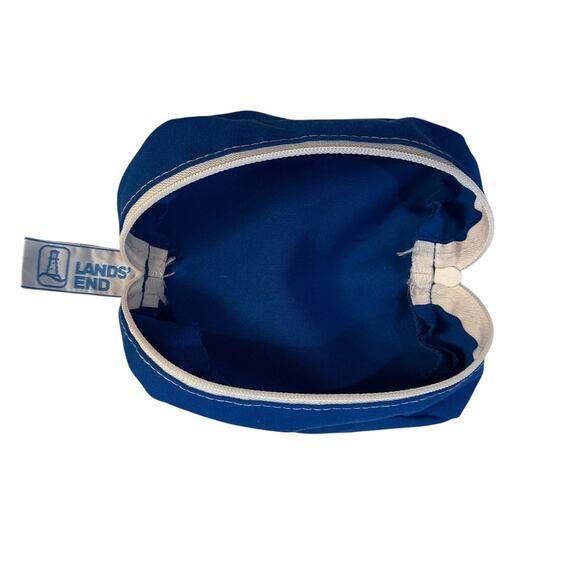 Vintage Lands’ End Blue Canvas Makeup/Toiletry Bag with White Zipper - Picture 2 of 5
